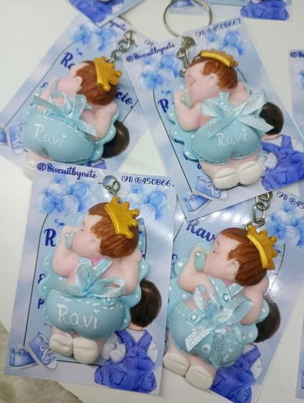 30 Chaveirinhos Bebê Realeza Menino em Biscuit.