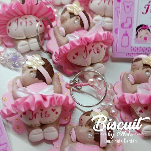 30 Chaveirinhos Bebê Soneca Menina em Biscuit.