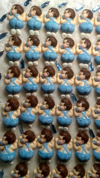 30 Lembrancinha Bebê Bumbum Menino Biscuit