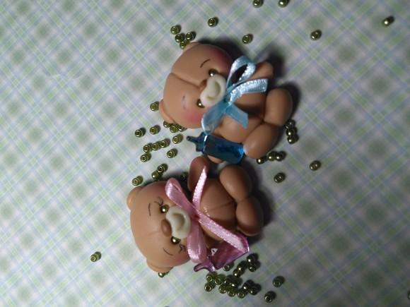 30 Lembrancinha Ursinho com Mamadeira Biscuit
