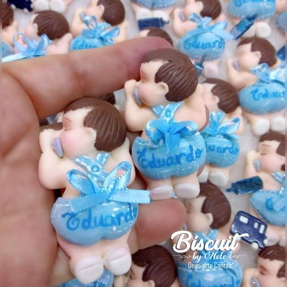 30 Lembrancinhas Bebê Bumbum Menino Biscuit