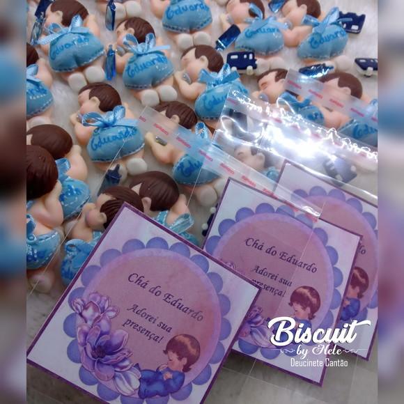30 Lembrancinhas Bebê Bumbum Menino Biscuit