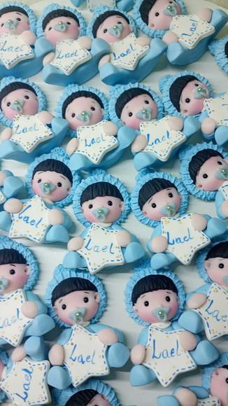 30 Lembrancinhas Bebê com Estrelinha Menino Biscuit