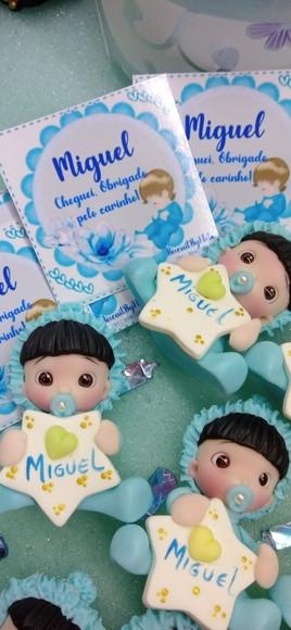 30 Lembrancinhas Bebê com Estrelinha Menino Biscuit