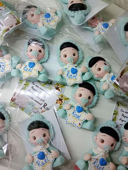 30 Lembrancinhas Bebê com Estrelinha Menino Biscuit