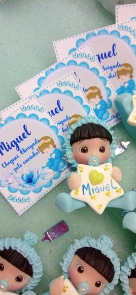30 Lembrancinhas Bebê com Estrelinha Menino Biscuit