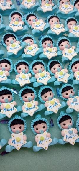 30 Lembrancinhas Bebê com Estrelinha Menino Biscuit