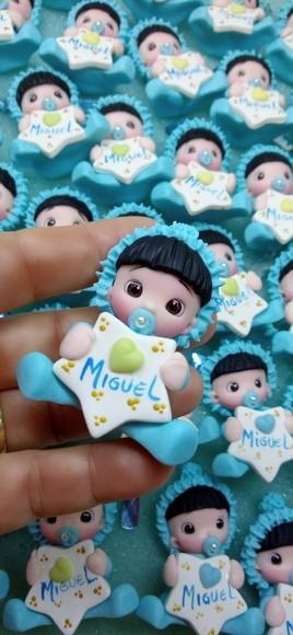 30 Lembrancinhas Bebê com Estrelinha Menino Biscuit