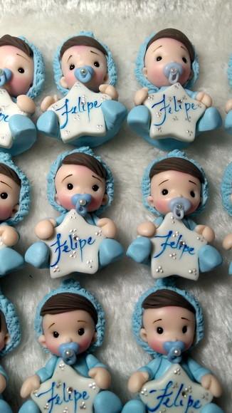 30 Lembrancinhas Bebê com Estrelinha Menino Biscuit3