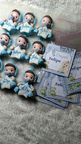 30 Lembrancinhas Bebê com Estrelinha Menino Biscuit3