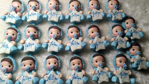 30 Lembrancinhas Bebê com Estrelinha Menino Biscuit3
