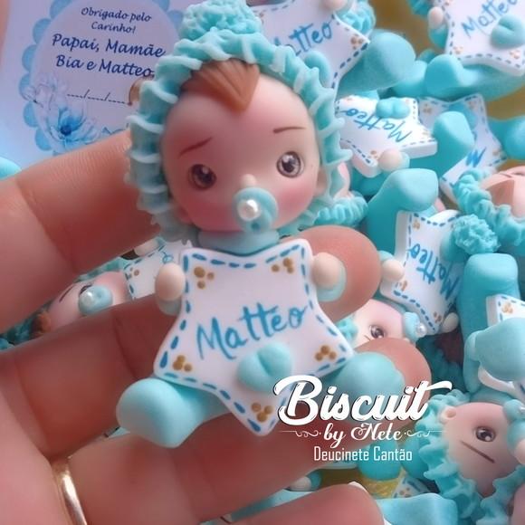 30 Lembrancinhas Bebê Estrelinha Menino Biscuit 3