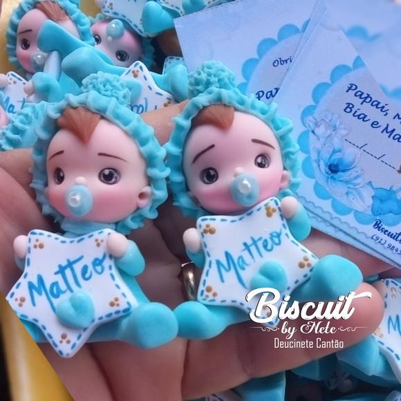 30 Lembrancinhas Bebê Estrelinha Menino Biscuit 3