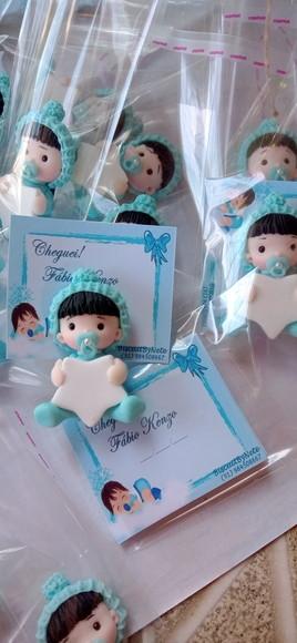 30 Lembrancinhas Bebê Estrelinha Menino Biscuit 4