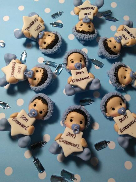 30 Lembrancinhas Bebê Estrelinha Menino em Biscuit 1