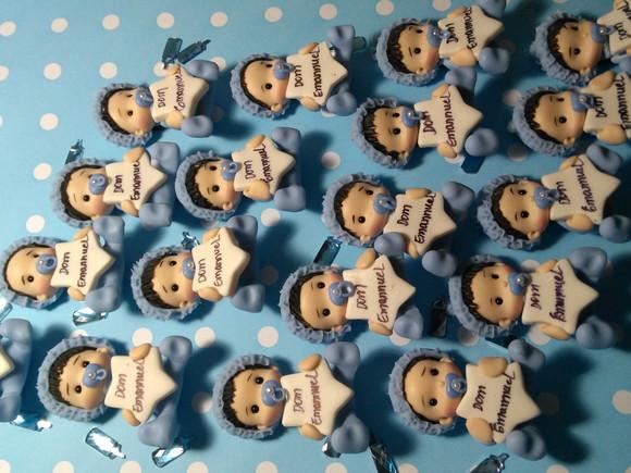 30 Lembrancinhas Bebê Estrelinha Menino em Biscuit 1