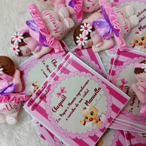 30 Lembrancinhas Bebê Soneca com Guirlanda Biscuit