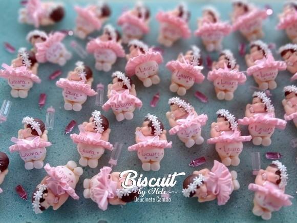 30 Lembrancinhas Bebê Soneca com Guirlanda Biscuit
