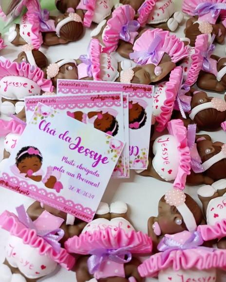 30 Lembrancinhas Bebê Soneca Menina Negra Biscuit