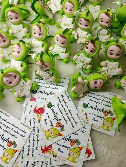 40 Chaveirinhos Bebê Fantasiado de Dinossauro em Biscuit