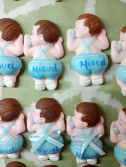 40 Lembrancinhas Bebê Bumbum Menino Biscuit