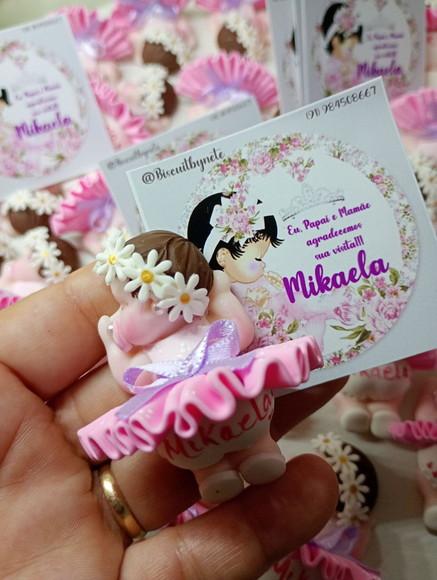 50 Lembrancinhas Bebê Soneca com Guirlanda Biscuit