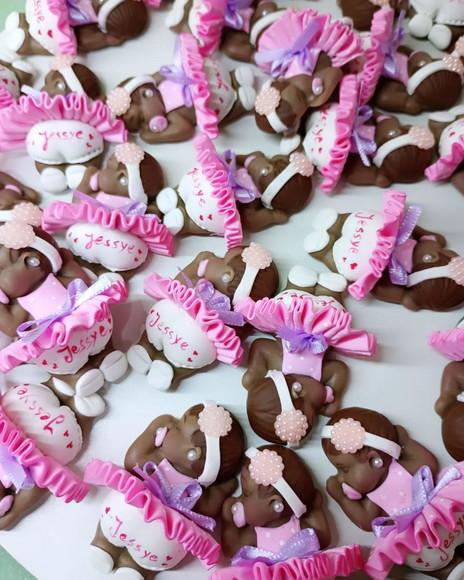 50 Lembrancinhas Bebê Soneca com Guirlanda Biscuit