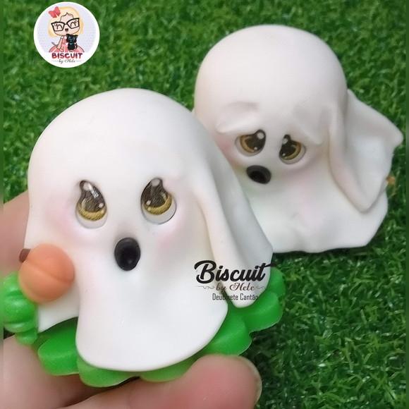Aplique Fantasminhas Halloween em Biscuit