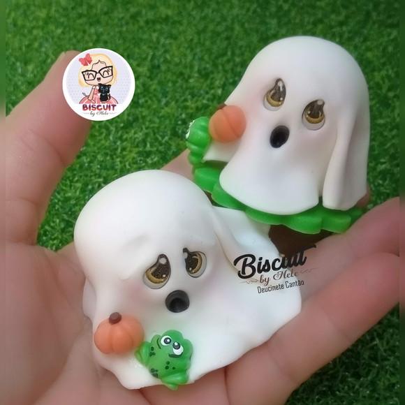 Aplique Fantasminhas Halloween em Biscuit