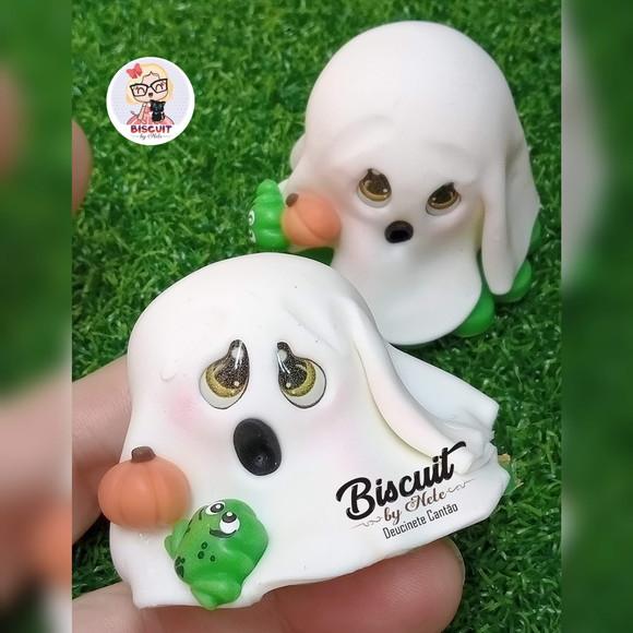 Aplique Fantasminhas Halloween em Biscuit