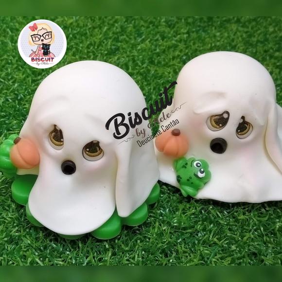 Aplique Fantasminhas Halloween em Biscuit