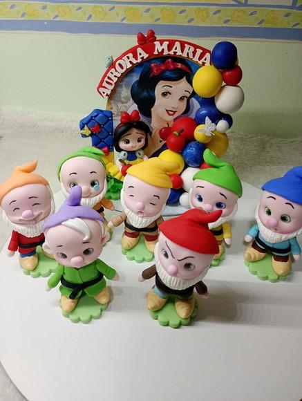 Apliques 7 Anões Branca de Neve em Biscuit