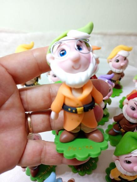 Apliques Anões Branca de Neve em Biscuit