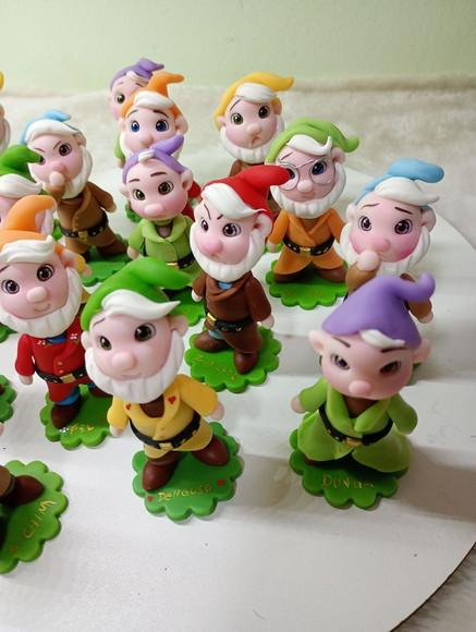 Apliques Anões Branca de Neve em Biscuit