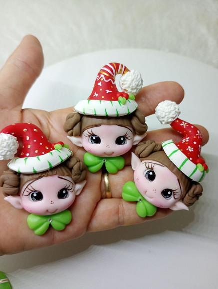 Apliques Duendes Noel em Biscuit