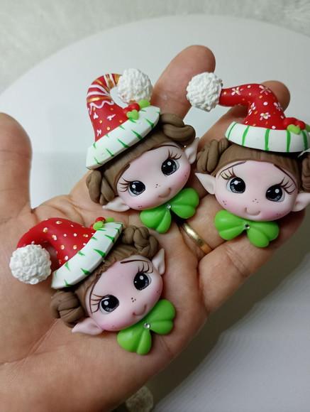 Apliques Duendes Noel em Biscuit