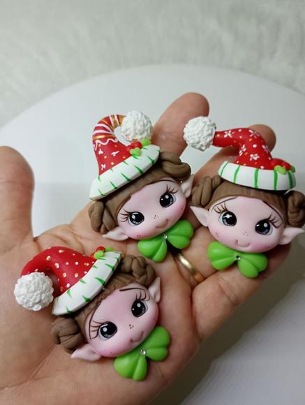 Apliques Duendes Noel em Biscuit