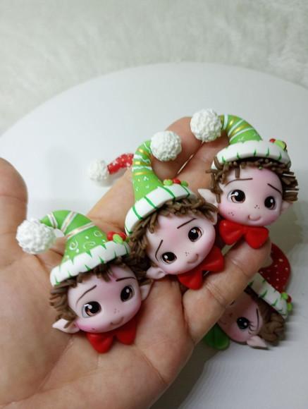 Apliques Duendes Noel em Biscuit