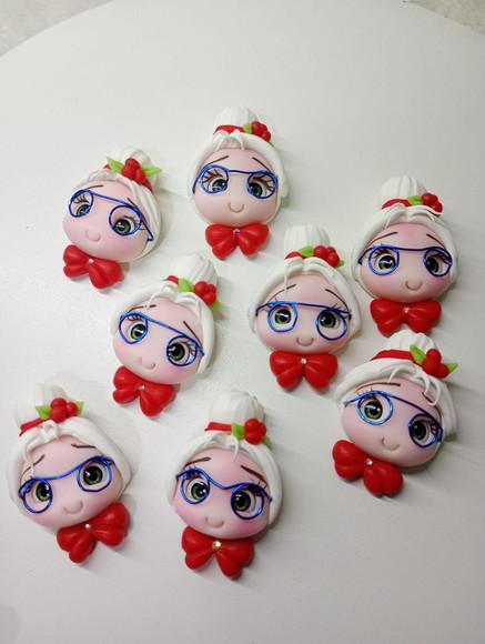 Apliques Mamãe Noel em Biscuit