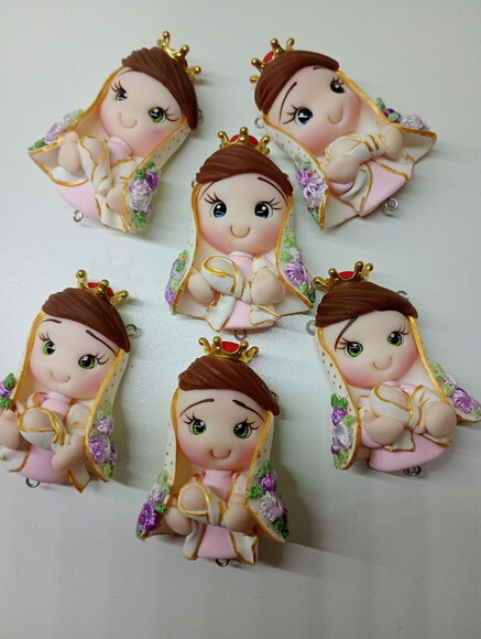 Apliques Nossa Senhora de Nazaré em Biscuit