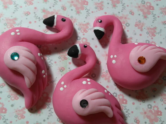 Apliques para laços Flamingos