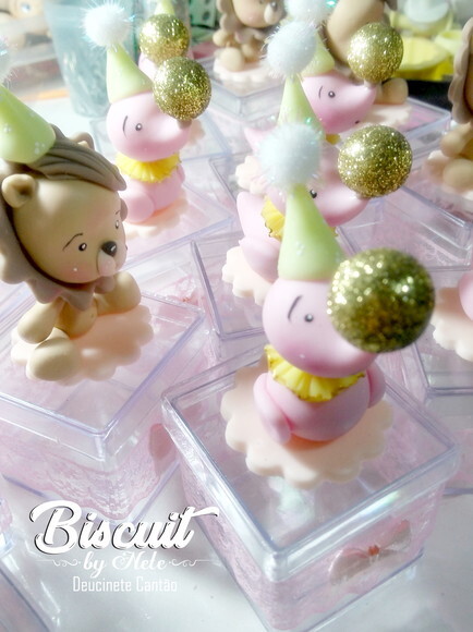 Caixinha de Acrílico Circo Rosa em Biscuit