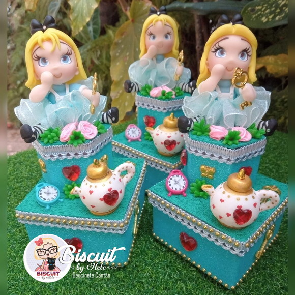 Caixinhas de Acrílico Duplo Luxo Alice em Biscuit