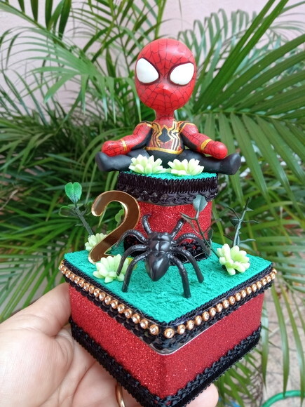 Caixinhas de Acrílico Duplo Luxo Homem Aranha em Biscuit