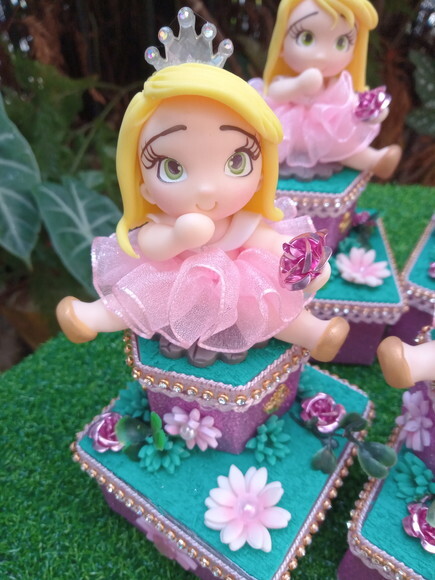 Caixinhas de Acrílico Duplo Luxo Princesa Aurora em Biscuit