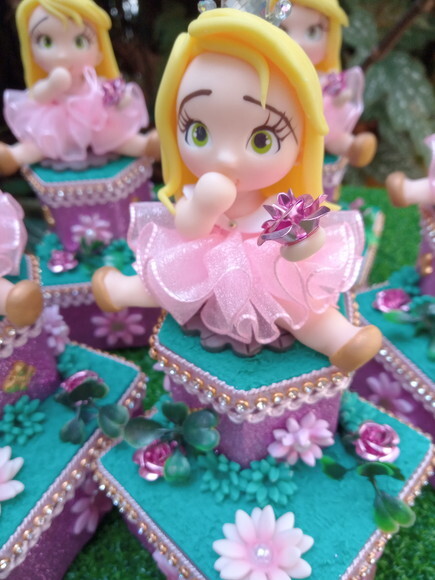 Caixinhas de Acrílico Duplo Luxo Princesa Aurora em Biscuit