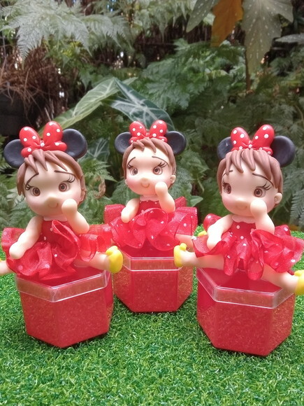 Caixinhas De Acrílico Sextavadas Bonequinhas Mínie