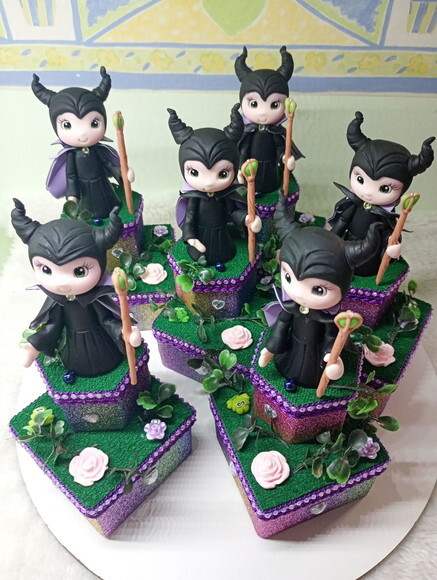 Caixinhas Duplo Luxo Malévola em Biscuit