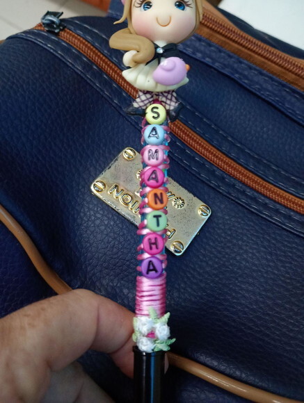 Caneta Boneca Fashion com Nome em Biscuit