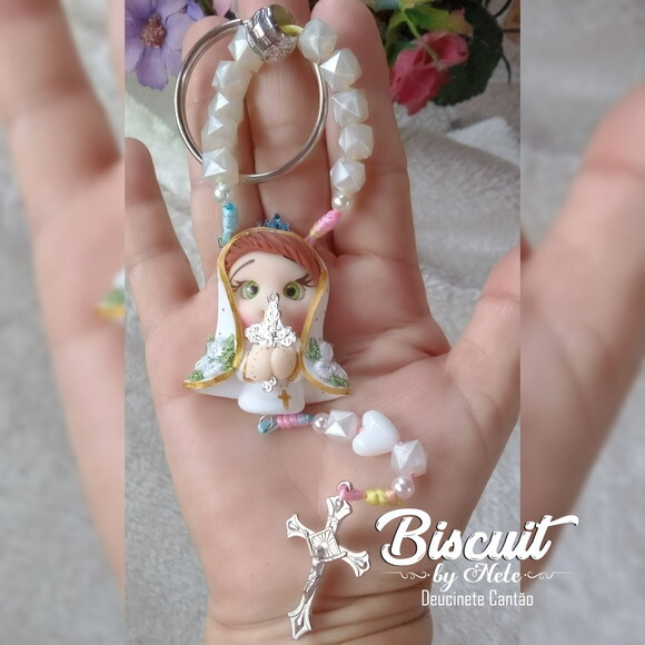 Chaveiro Dezena Nossa Senhora de Fátima em Biscuit